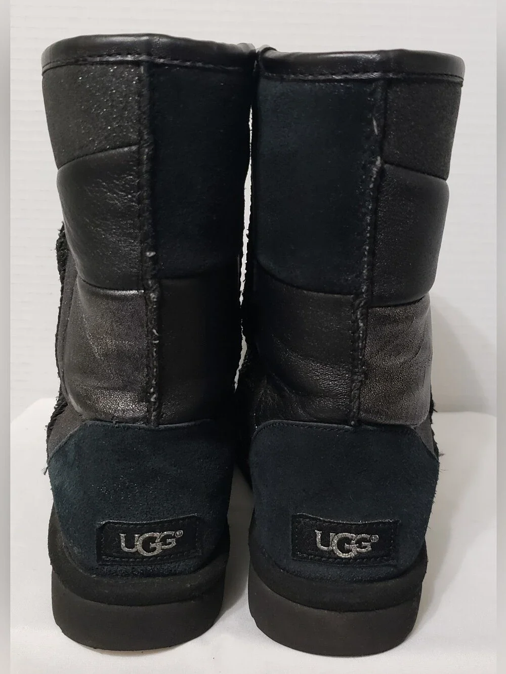 UGG Classic Glitter Black Patchwork Suede Boots Size  6